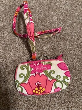 Vera Bradley Floral Pink Quilted Wristlet Keychain
